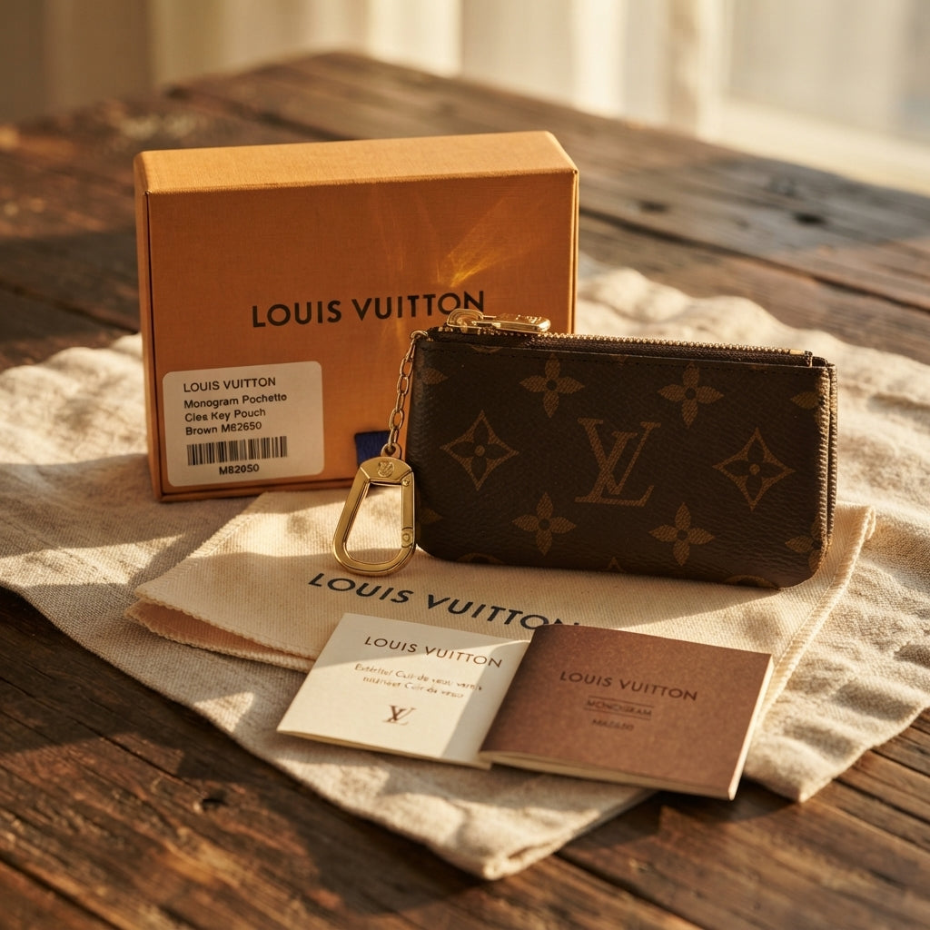 Louis Vuitton Monogram Pochette Clés Key Pouch Brown M62650