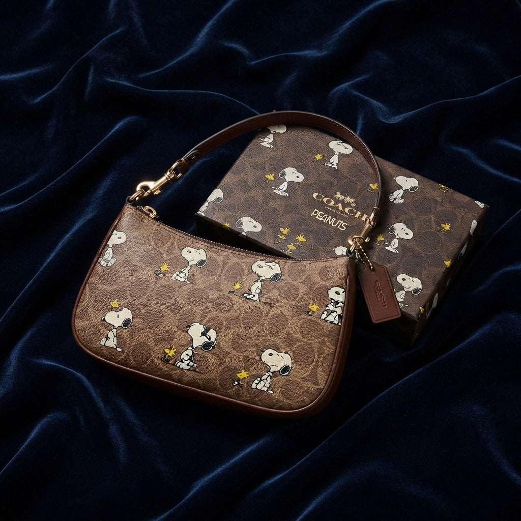 Coach X Peanuts Teri Shoulder Bag In Signature Canvas With Snoopy Print