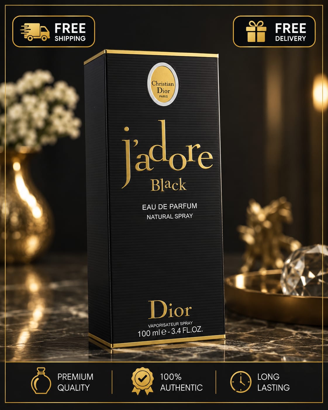 Christian Dior J'adore Black Eau de Parfum Women 100ml 3.4 oz New Sealed