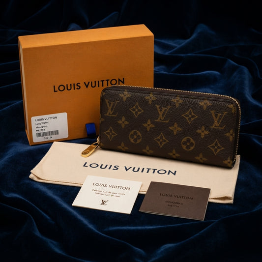 LOUIS VUITTON Zippy Long Wallet - Monogram Canvas Designer Zip Around Wallet with Gift Box