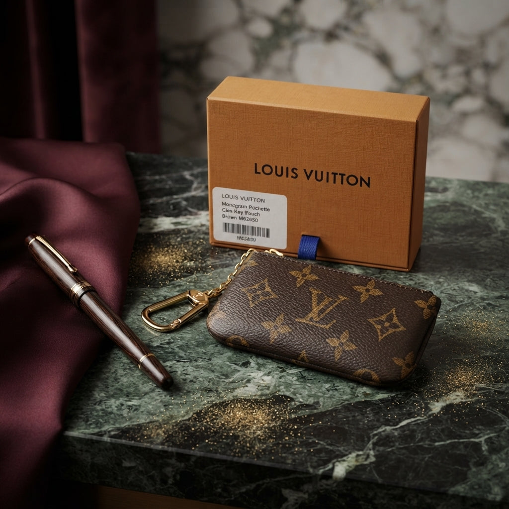 Louis Vuitton Monogram Pochette Clés Key Pouch Brown M62650