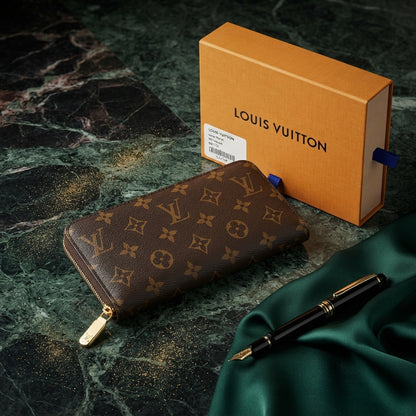 LOUIS VUITTON Zippy Long Wallet - Monogram Canvas Designer Zip Around Wallet with Gift Box