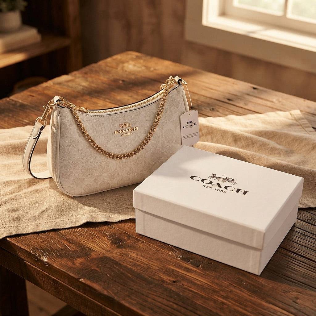 Teri 2way Shoulder Bag Signature Coated Canvas White Outlet Ca548