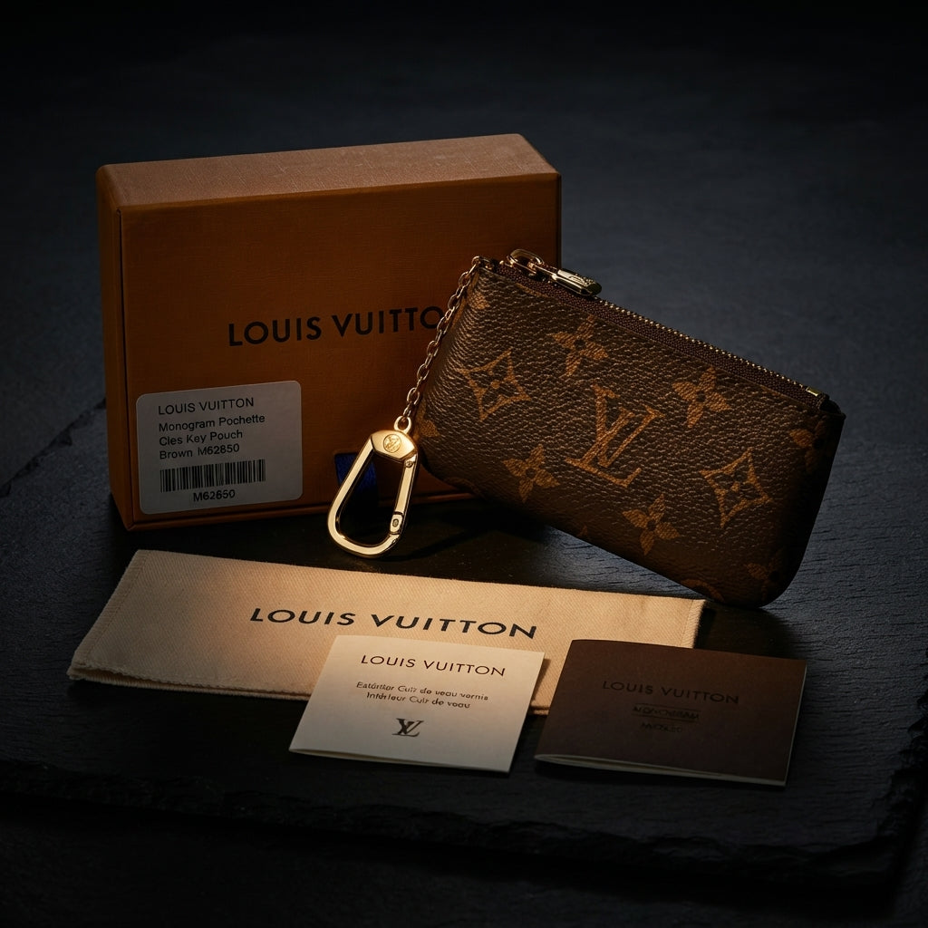 Louis Vuitton Monogram Pochette Clés Key Pouch Brown M62650