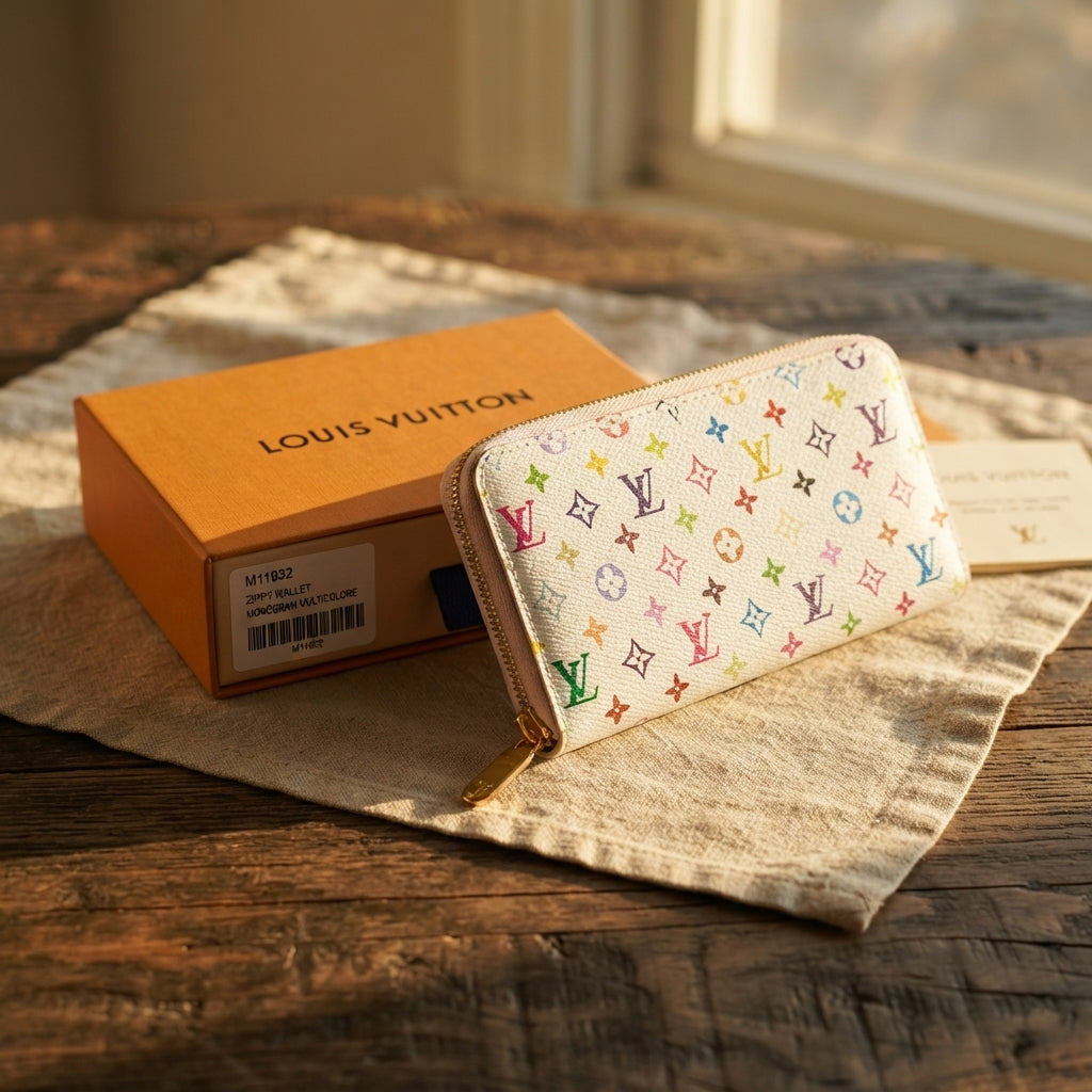 Authentic Louis Vuitton x Takashi Murakami Multicolore Zippy Organizer / Wallet