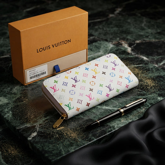 Authentic Louis Vuitton x Takashi Murakami Multicolore Zippy Organizer / Wallet