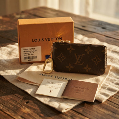 Louis Vuitton Monogram Pochette Clés Key Pouch Brown M62650