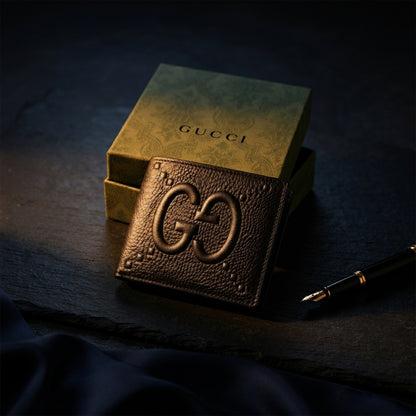 GUCCI Bi-fold Wallet Jumbo GG Leather Black