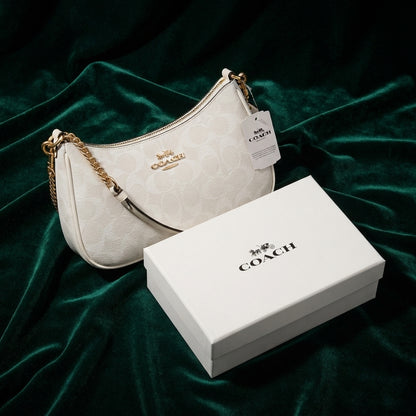 Teri 2way Shoulder Bag Signature Coated Canvas White Outlet Ca548