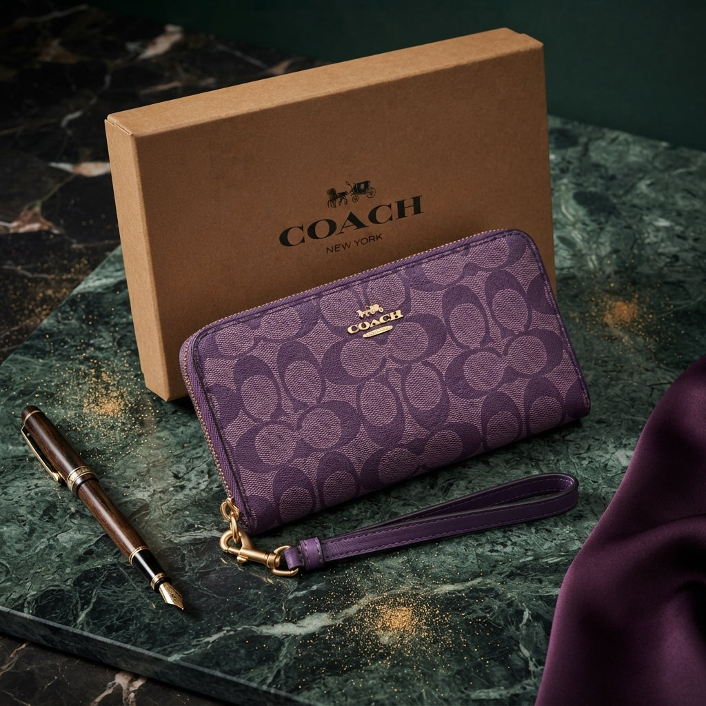 Coach Snap Wallet In Signature Canvas With Snoopy Print — Authentic Designer Accessory