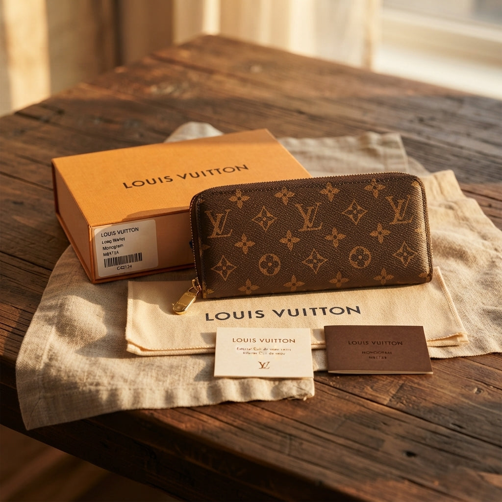 LOUIS VUITTON Zippy Long Wallet - Monogram Canvas Designer Zip Around Wallet with Gift Box