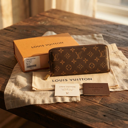 LOUIS VUITTON Zippy Long Wallet - Monogram Canvas Designer Zip Around Wallet with Gift Box