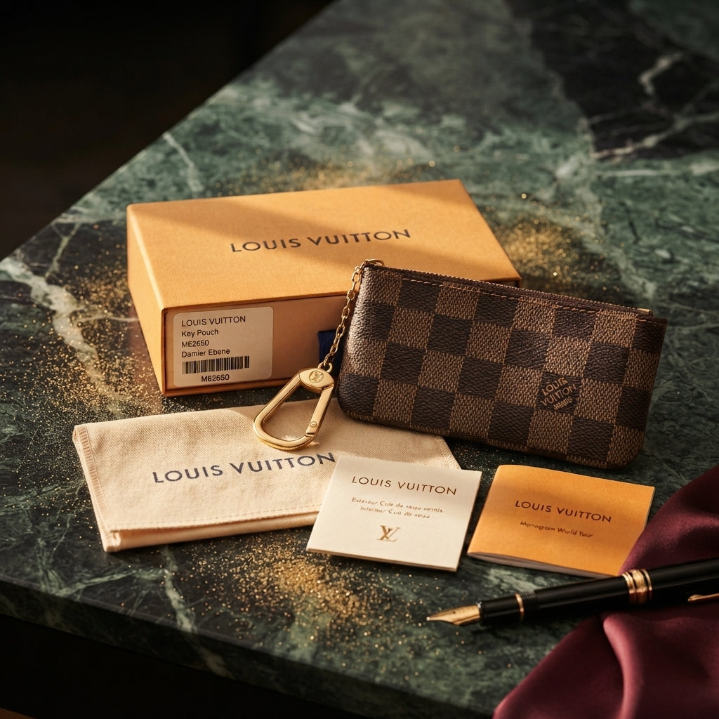 Louis Vuitton Damier Ebene Key Pouch Case Coin Purse N62658