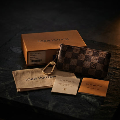 Louis Vuitton Damier Ebene Key Pouch Case Coin Purse N62658