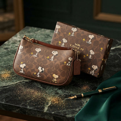 Coach X Peanuts Teri Shoulder Bag In Signature Canvas With Snoopy Print