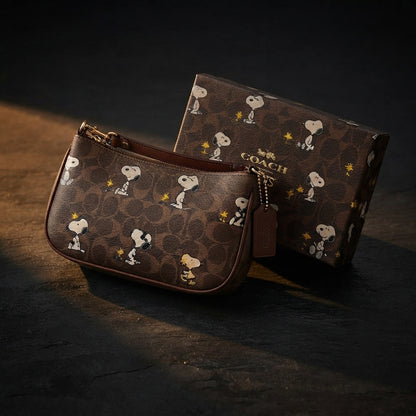 Coach X Peanuts Teri Shoulder Bag In Signature Canvas With Snoopy Print