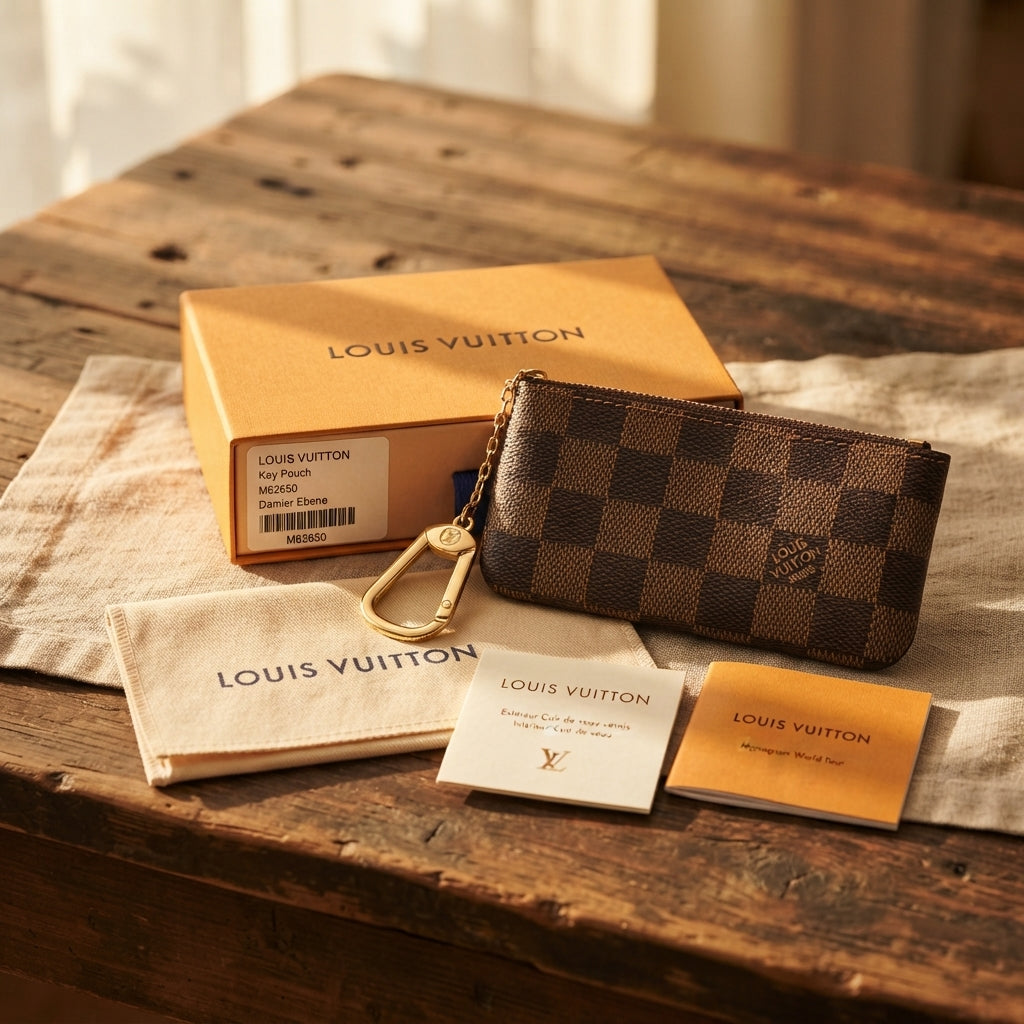 Louis Vuitton Damier Ebene Key Pouch Case Coin Purse N62658