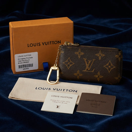 Louis Vuitton Monogram Pochette Clés Key Pouch Brown M62650