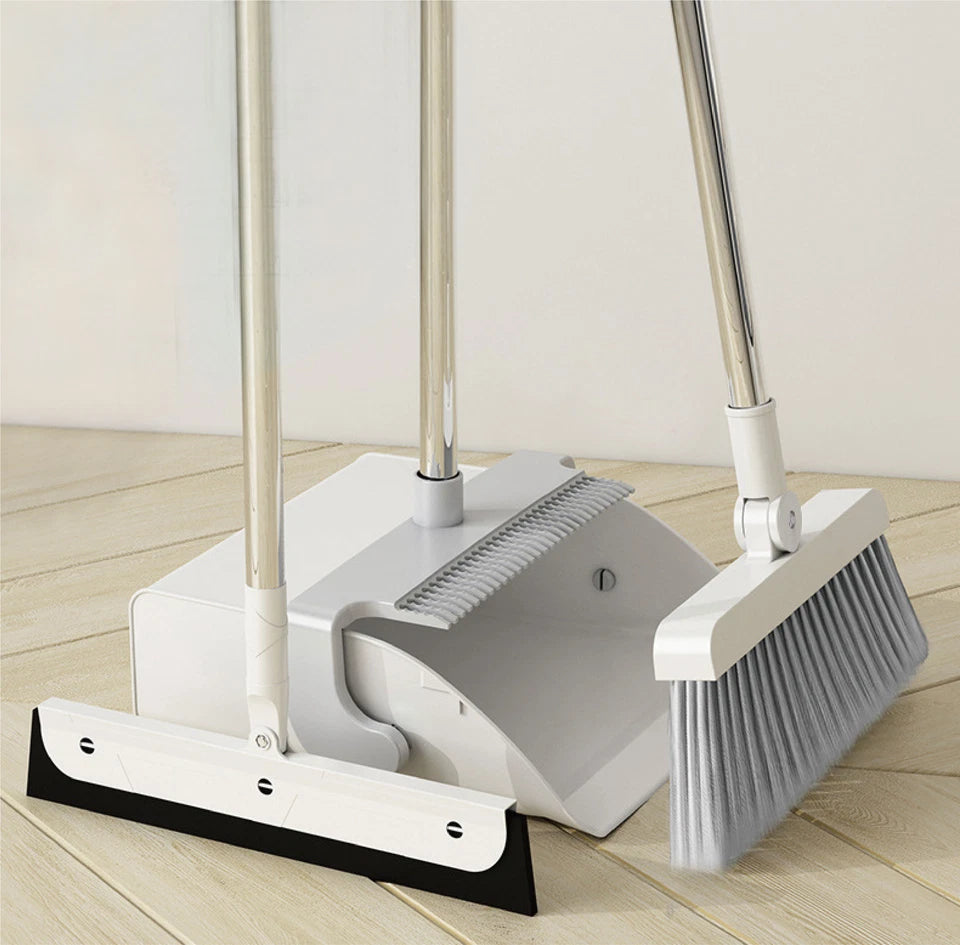 3 in 1 Broom and Dustpan Set: Cleaning with Upright Storage 180° rotating