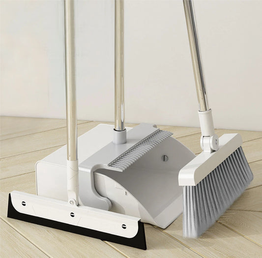 3 in 1 Broom and Dustpan Set: Cleaning with Upright Storage 180° rotating