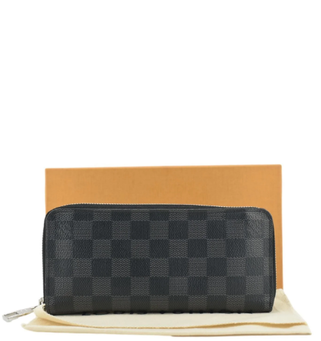 Authentic Louis Vuitton  Damier Graphite Vertical Zippy Wallet Black